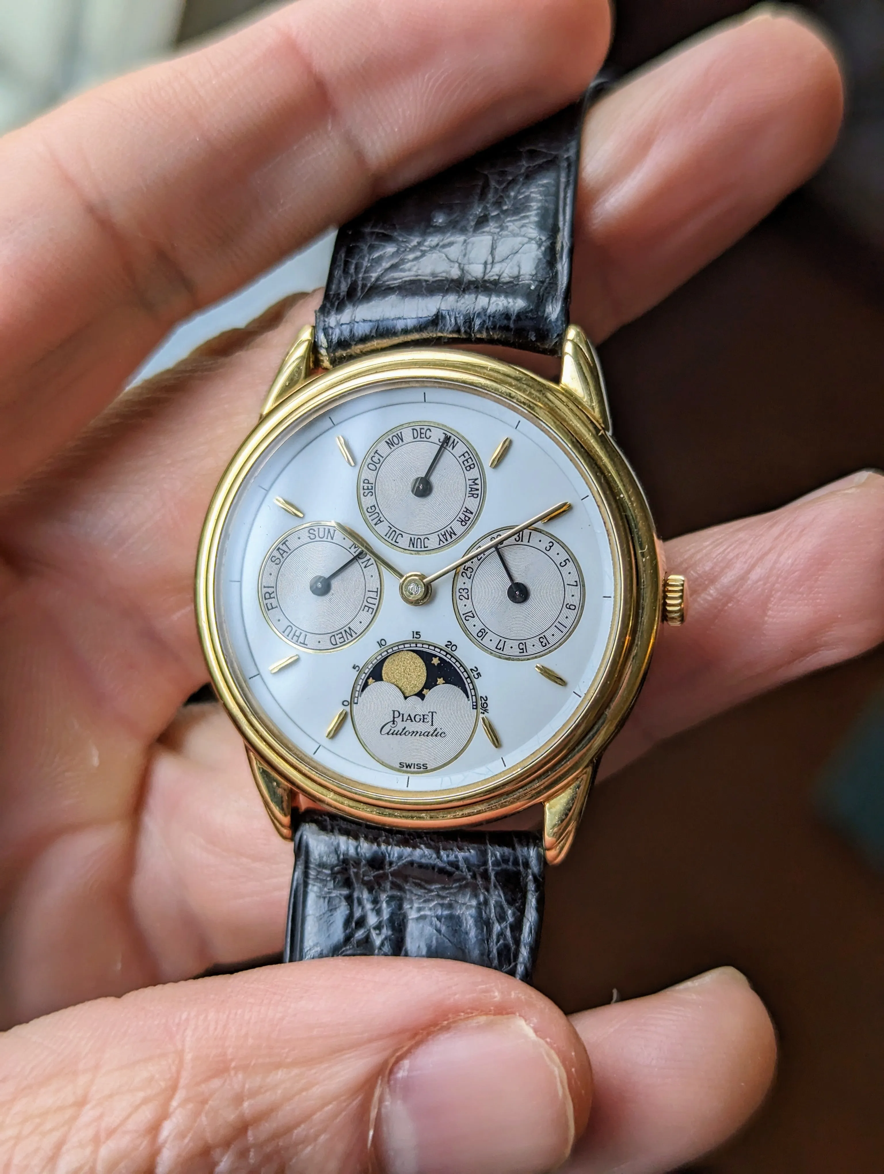 Piaget Gouverneur Triple Calendar Moon Phase 15958 w/ original strap and buckle.