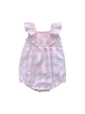 Pink and White Check Romper