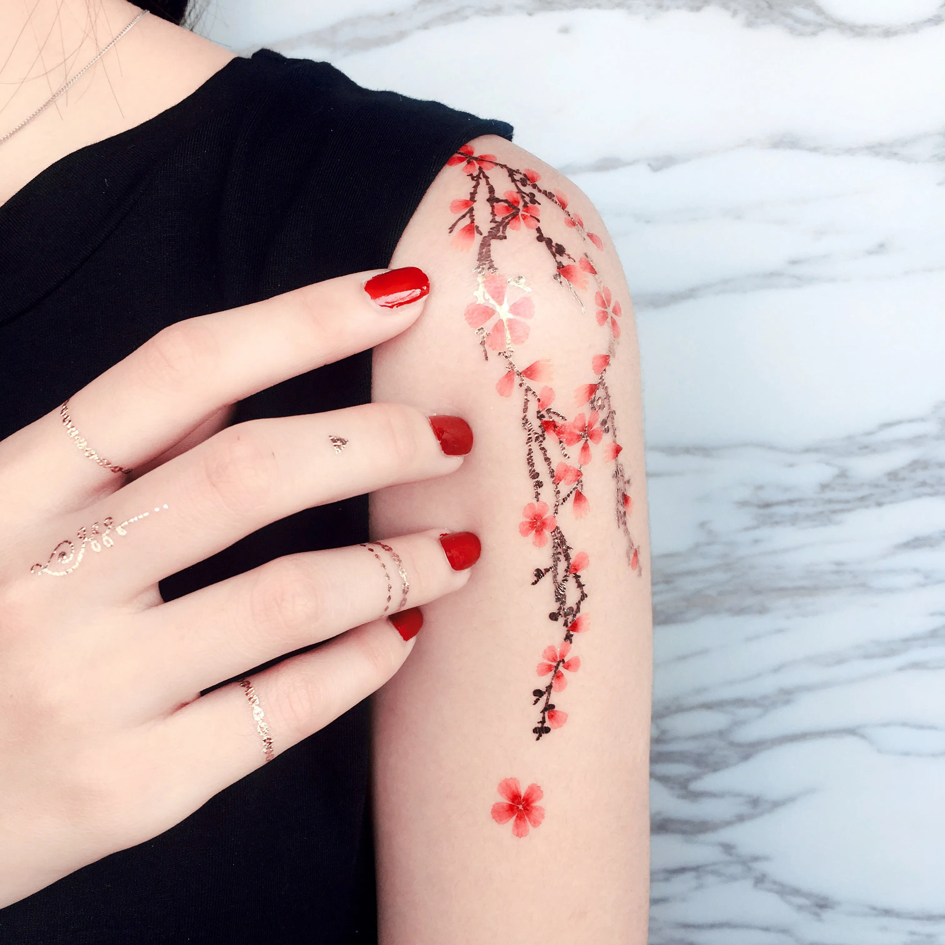Pink Blossoms Temporary Tattoo