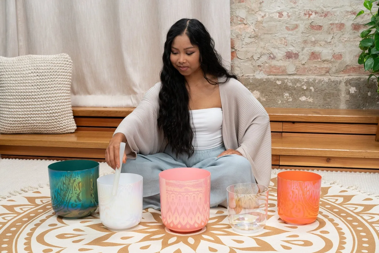 Pink Lotus Essence Crystal Singing Bowl / G3 Throat Chakra