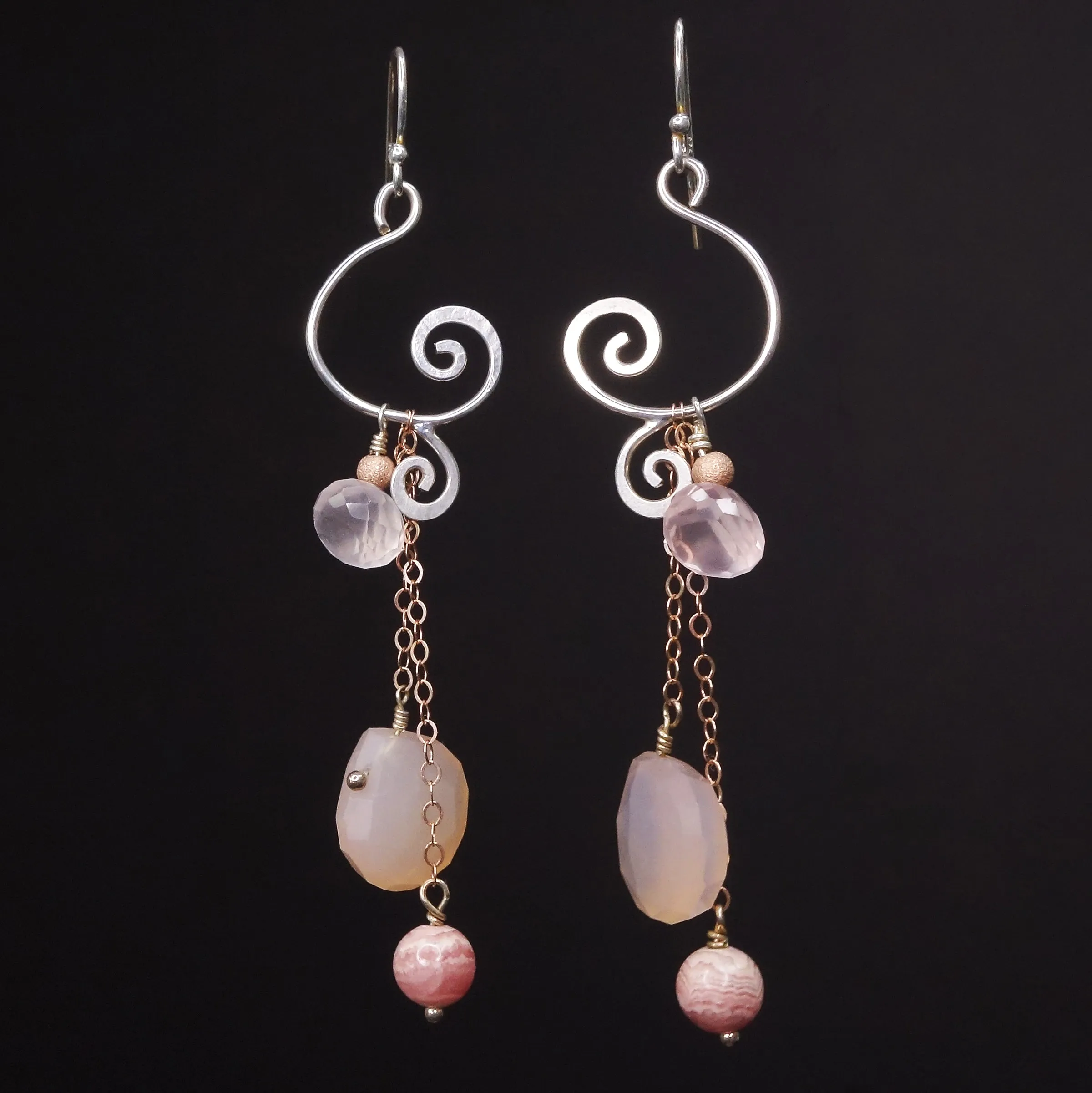 Pink, Powerful, Feminine, Fierce: rose quartz   rhodochrosite earrings