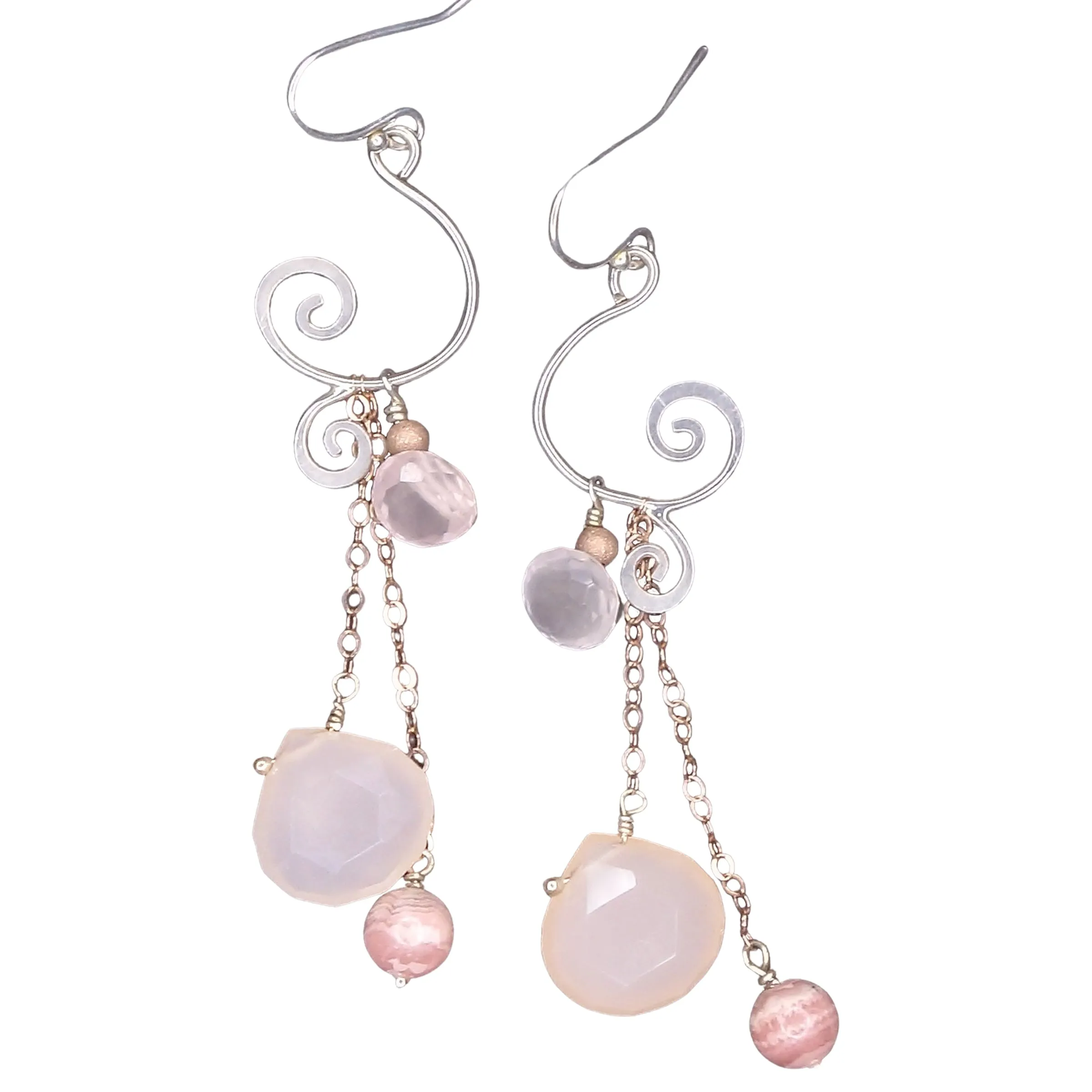 Pink, Powerful, Feminine, Fierce: rose quartz   rhodochrosite earrings