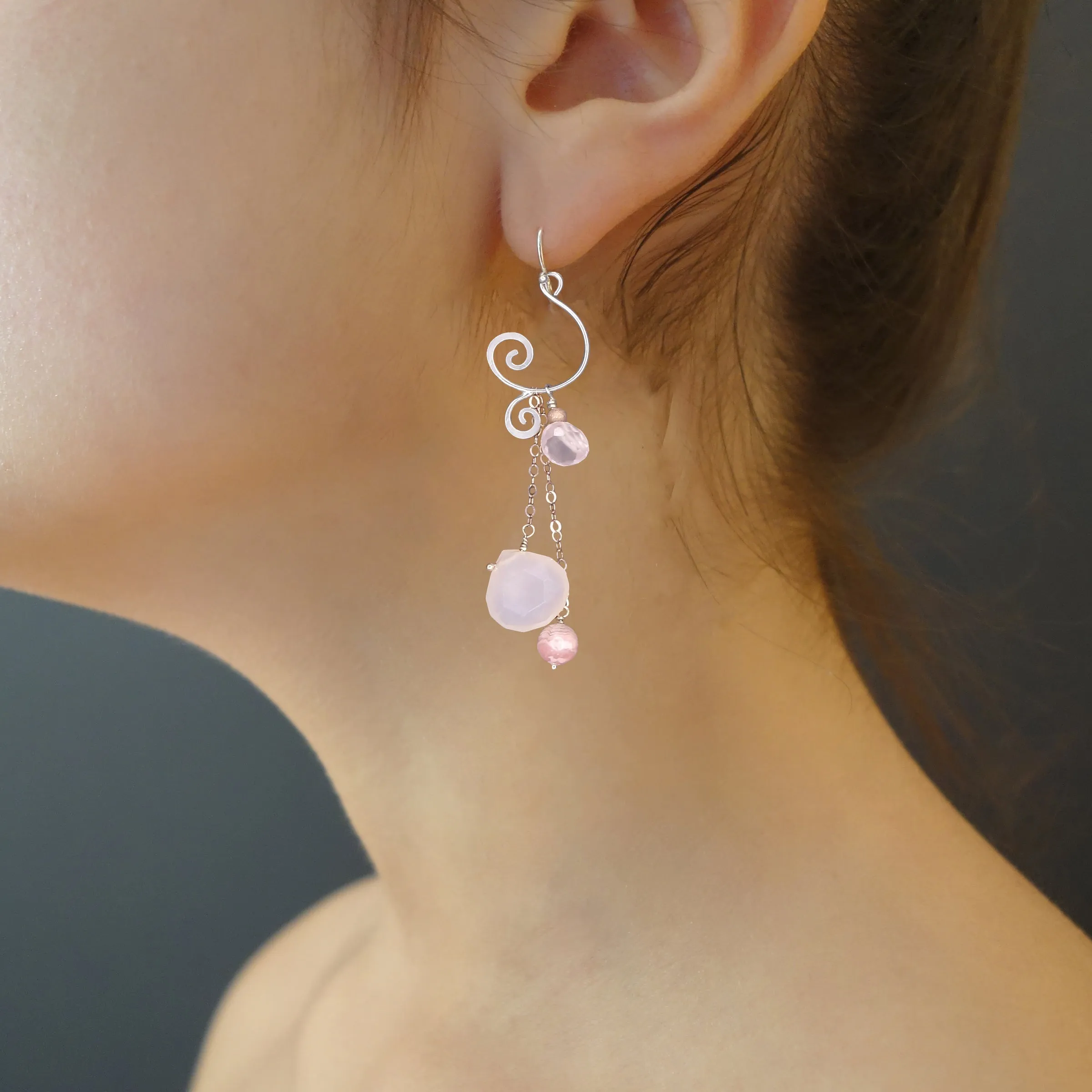 Pink, Powerful, Feminine, Fierce: rose quartz   rhodochrosite earrings