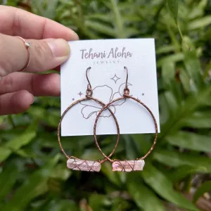 Pink Titanium Quartz Earrings - Copper