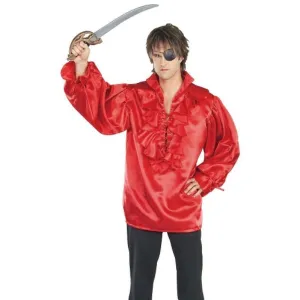 Pirate Shirt Red Satin Adult Size Std