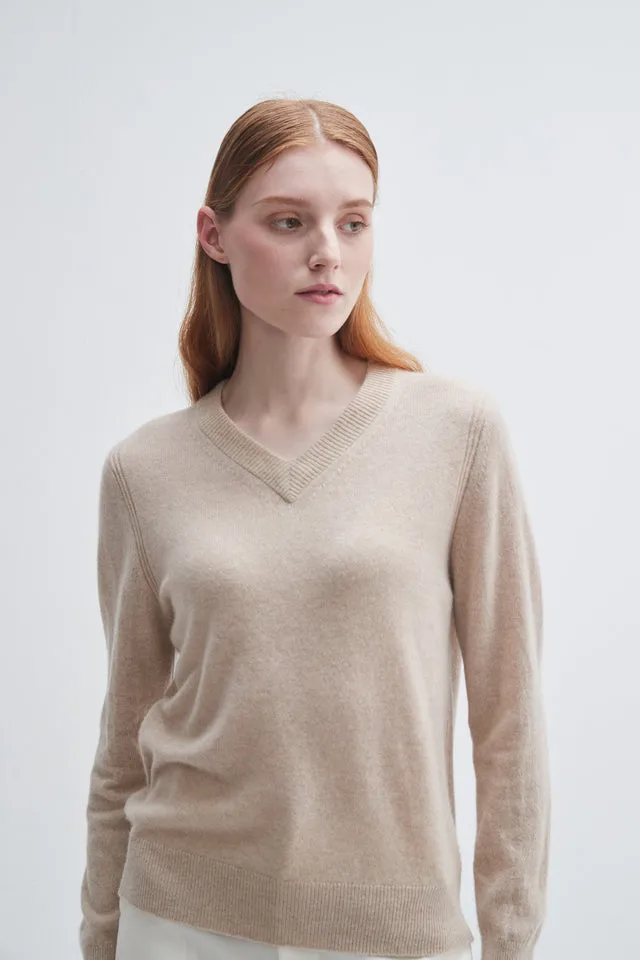 Pissenlit V-neck Cashmere Sweater in Oatmeal