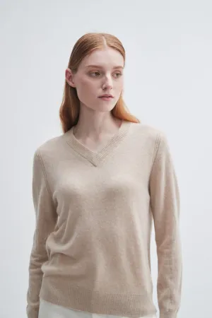 Pissenlit V-neck Cashmere Sweater in Oatmeal