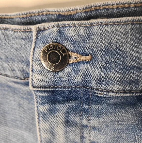 PISTOLA Blue High Rise Cut-off Denim Shorts Sz 28