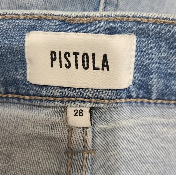 PISTOLA Blue High Rise Cut-off Denim Shorts Sz 28