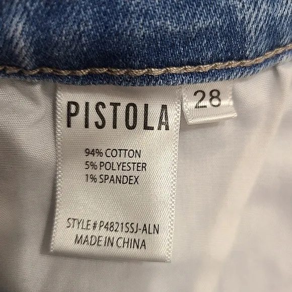 PISTOLA Blue High Rise Cut-off Denim Shorts Sz 28