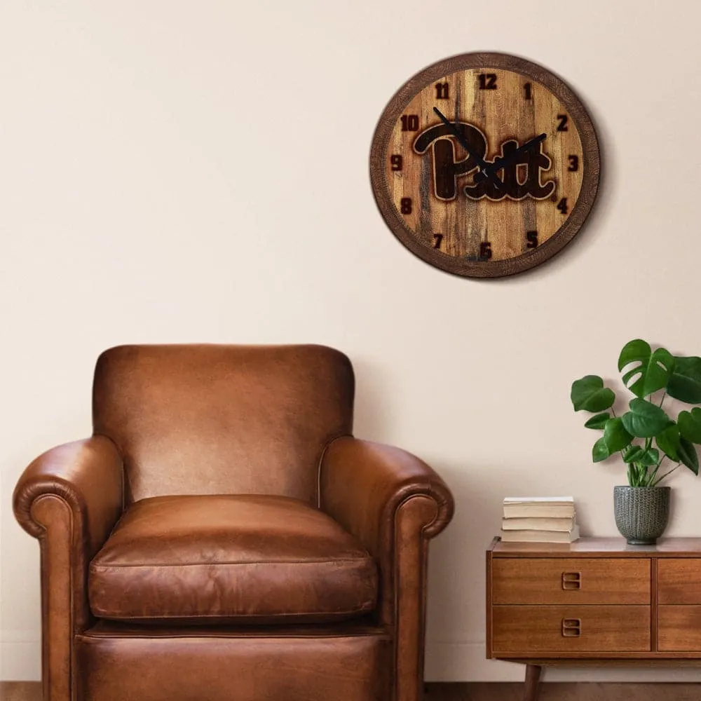 Pitt Panthers: Branded "Faux" Barrel Top Wall Clock