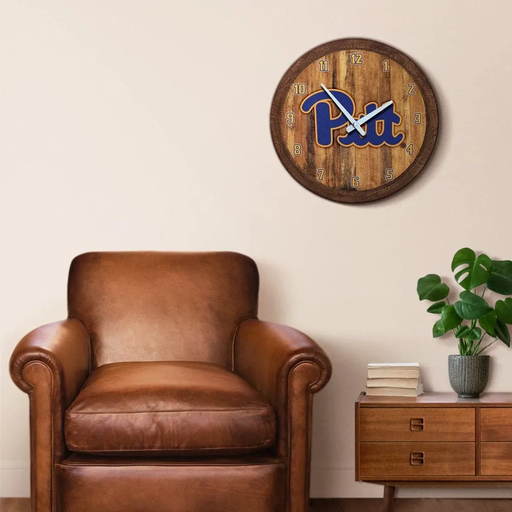 Pitt Panthers: Faux Barrel Top Wall Clock