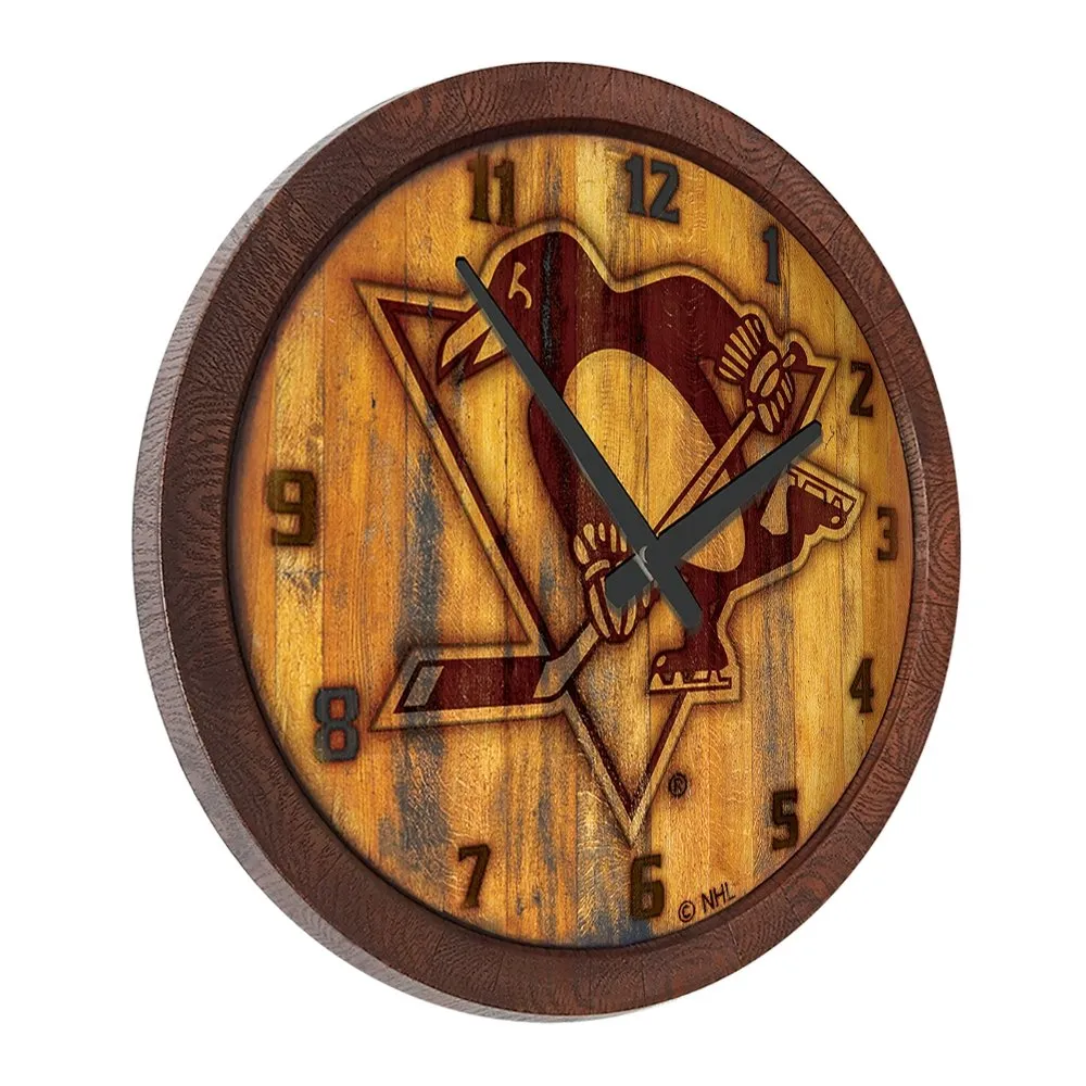 Pittsburgh Penguins: Branded "Faux" Barrel Top Wall Clock