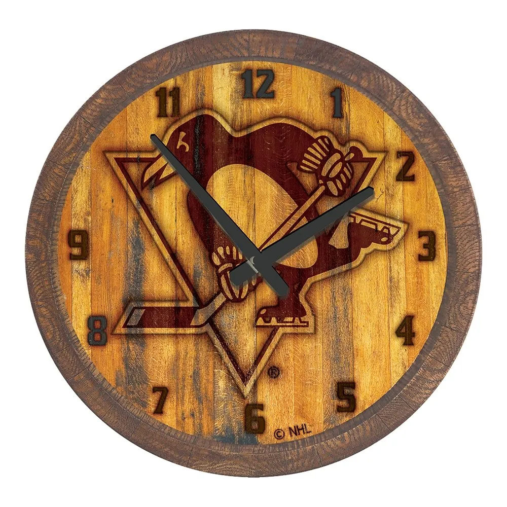 Pittsburgh Penguins: Branded "Faux" Barrel Top Wall Clock