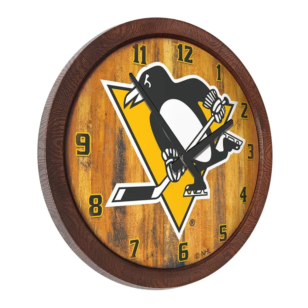 Pittsburgh Penguins: "Faux" Barrel Top Wall Clock