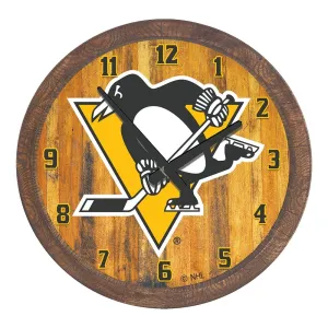 Pittsburgh Penguins: "Faux" Barrel Top Wall Clock
