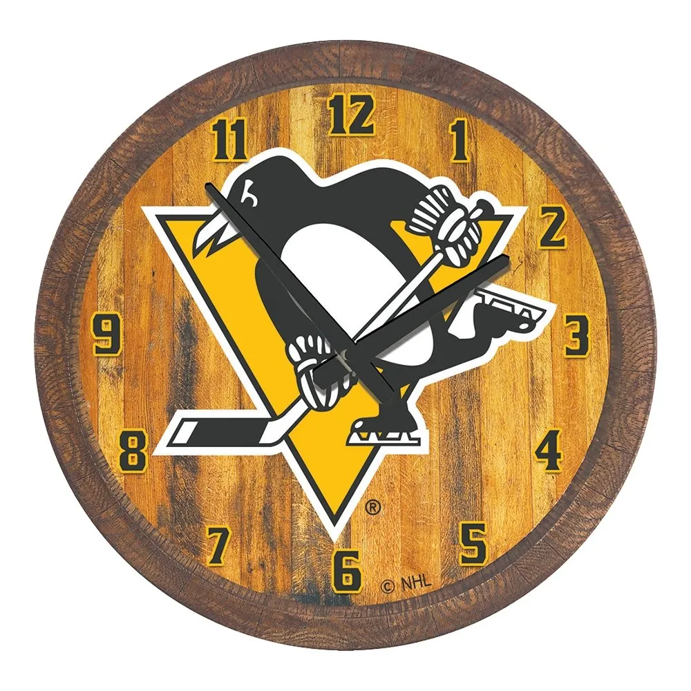 Pittsburgh Penguins: "Faux" Barrel Top Wall Clock