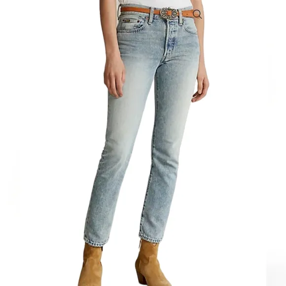 Polo Ralph Lauren Size 27R Callen High-Rise Slim Jean, Light Blue NWT‎
