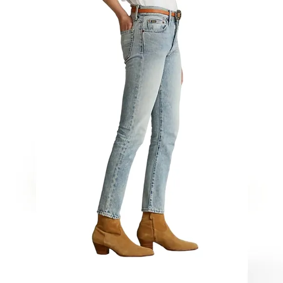 Polo Ralph Lauren Size 27R Callen High-Rise Slim Jean, Light Blue NWT‎