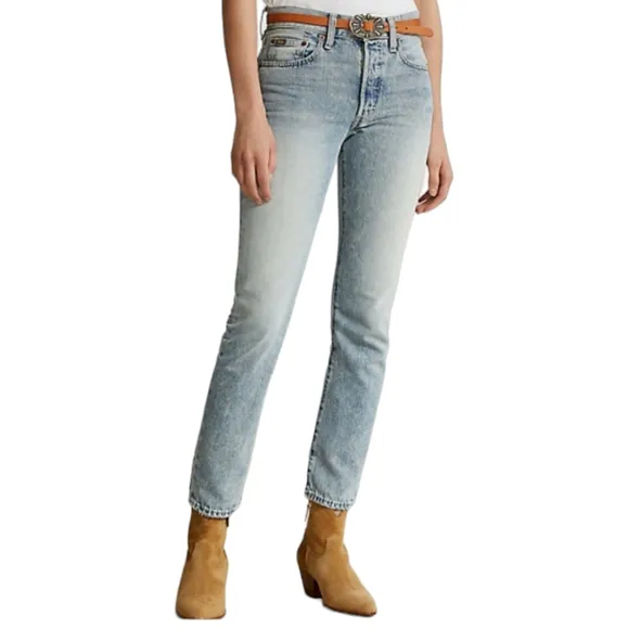 Polo Ralph Lauren Size 27R Callen High-Rise Slim Jean, Light Blue NWT‎
