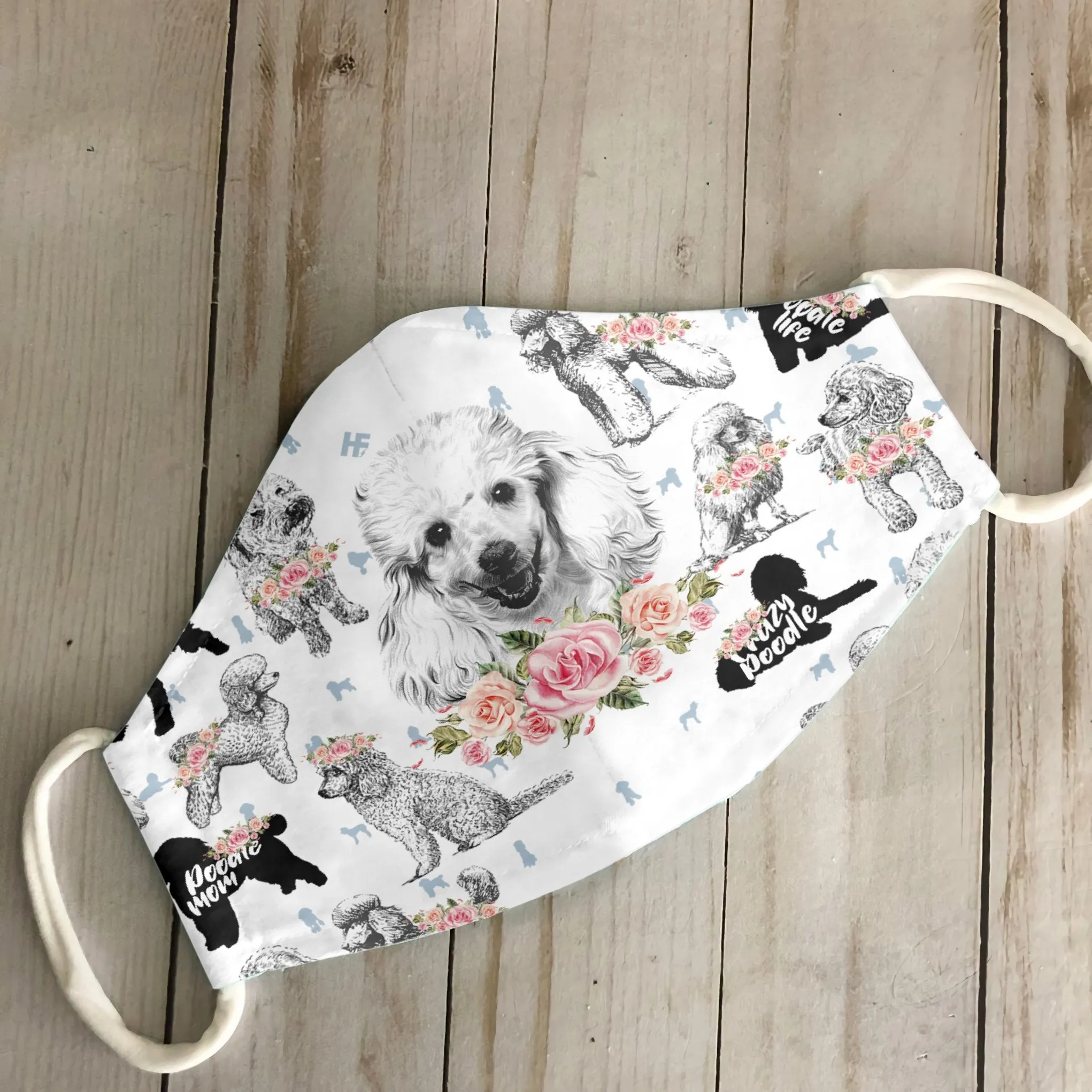 Poodle Floral Vintage EZ07 3006 Face Mask