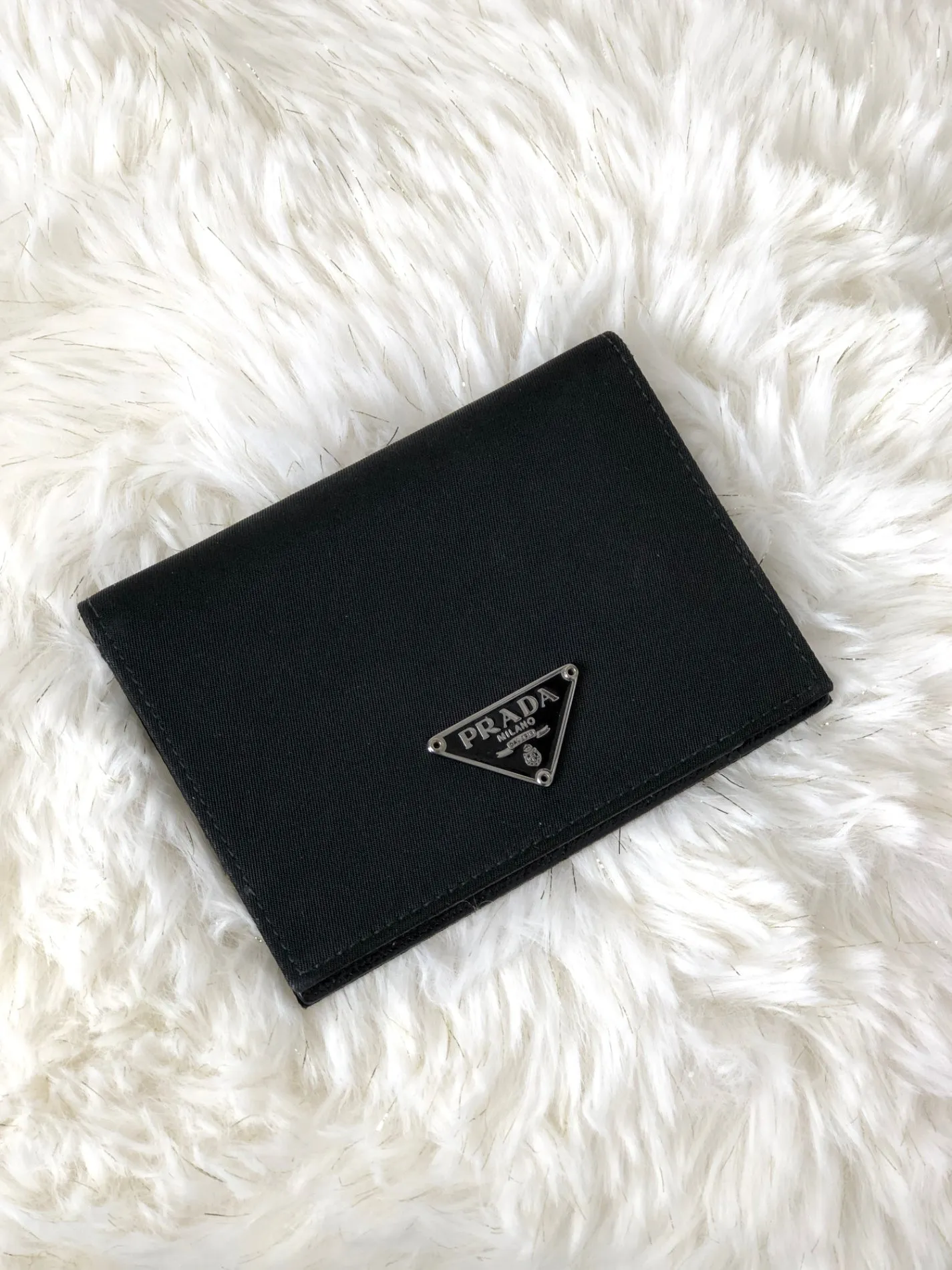 PRADA Triangle Logo Nylon Card holder Black Vintage u3nwve
