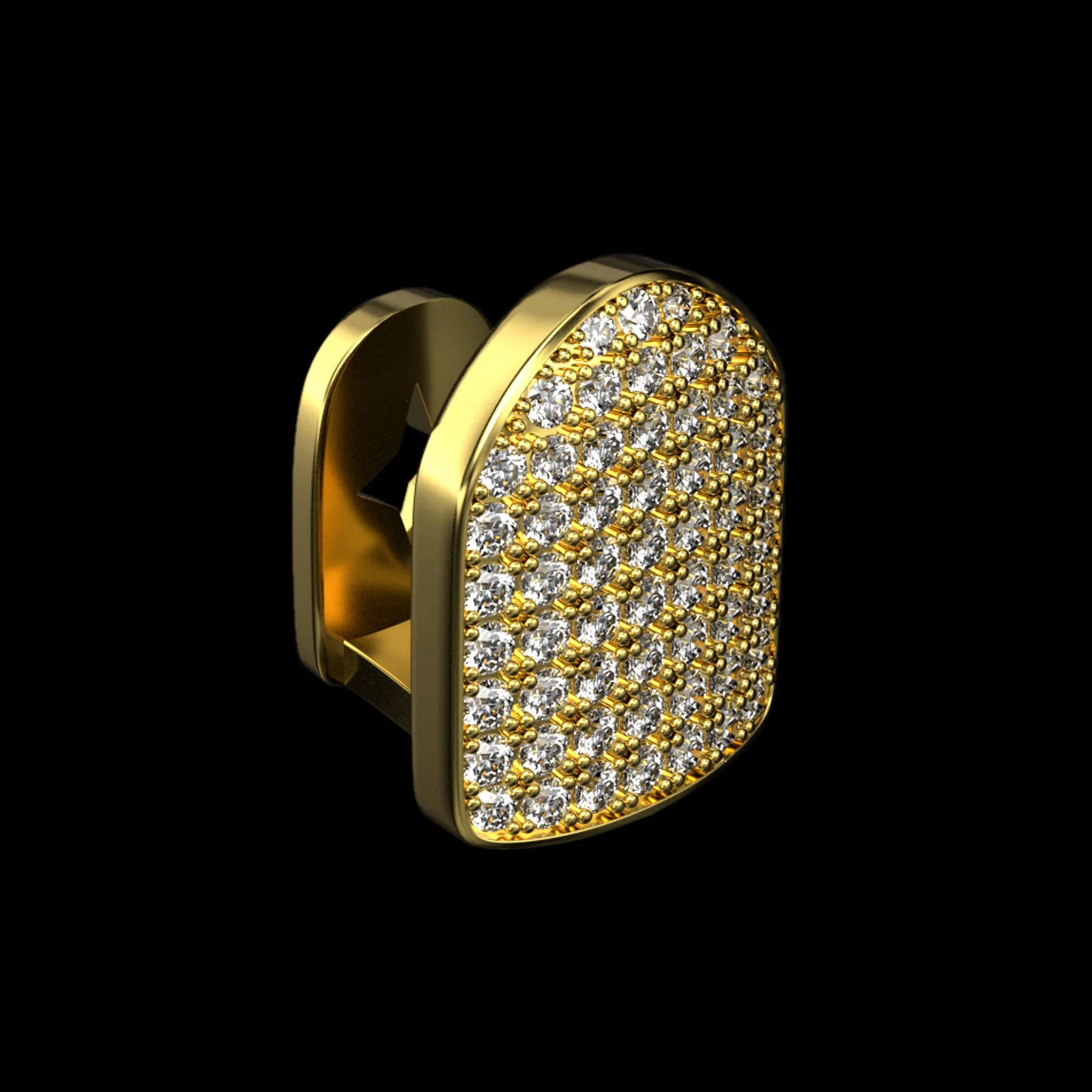 Pre-made Single/Double Cap Iced Out Gold Grillz