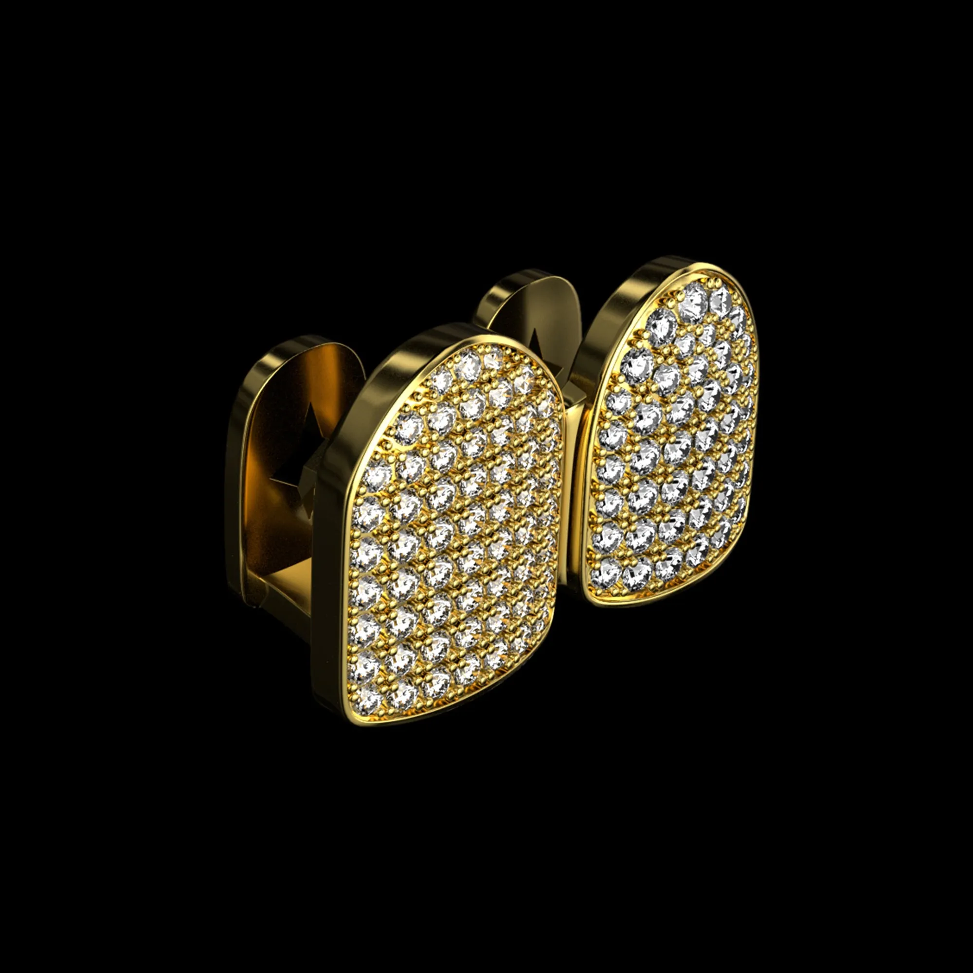 Pre-made Single/Double Cap Iced Out Gold Grillz