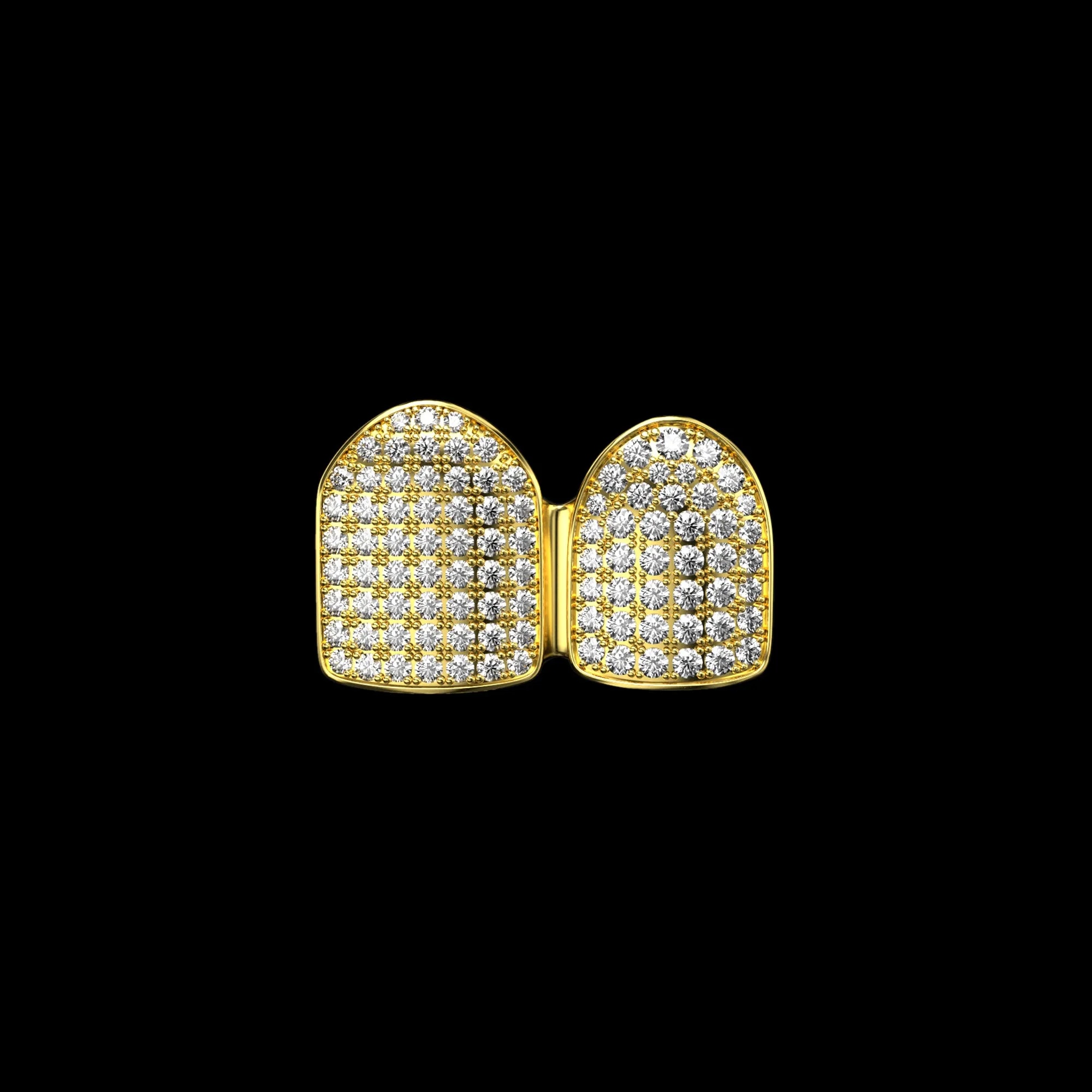 Pre-made Single/Double Cap Iced Out Gold Grillz
