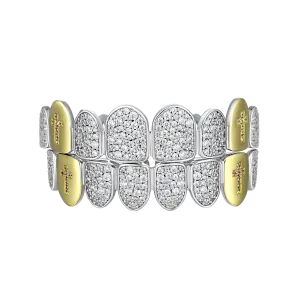 Pre-made-Yellow White Irregular Shape Diamond Cross Grillz