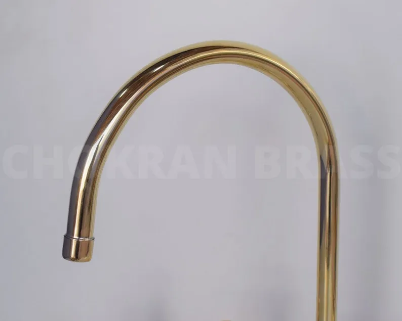 Premium Brass Bridge Kitchen Faucet with Lever Handles and Brass Sprayer - Unlacquered Finish