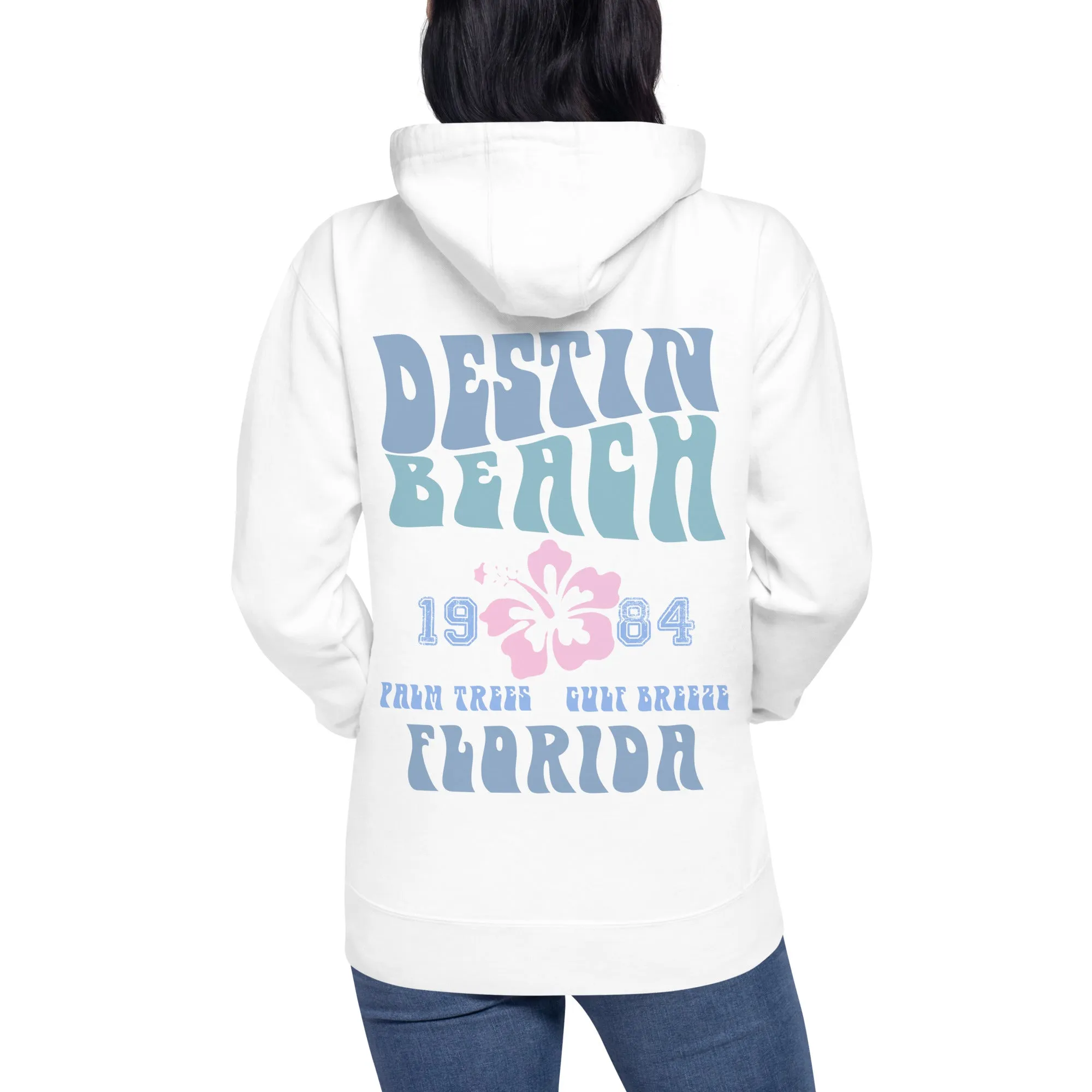 Premium Soft Style Destin Florida Retro Vintage VSCO Aesthetic Hoodie Unisex Hibiscus