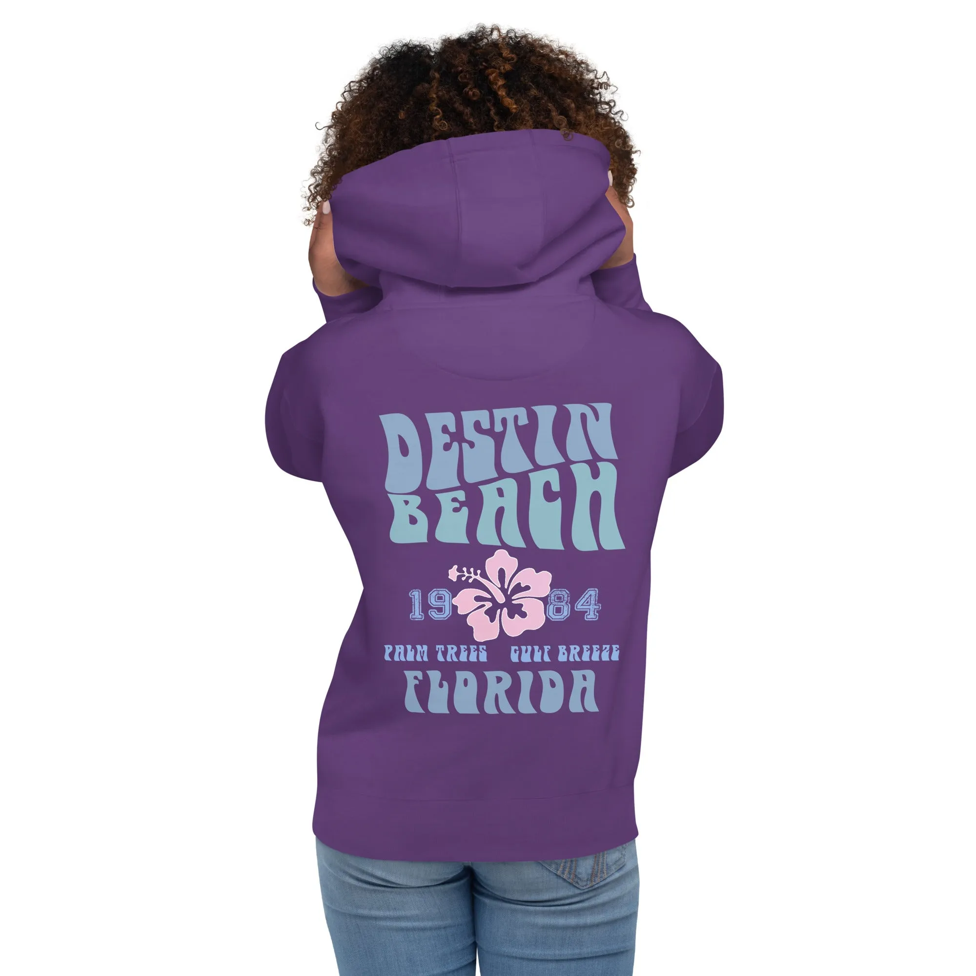 Premium Soft Style Destin Florida Retro Vintage VSCO Aesthetic Hoodie Unisex Hibiscus