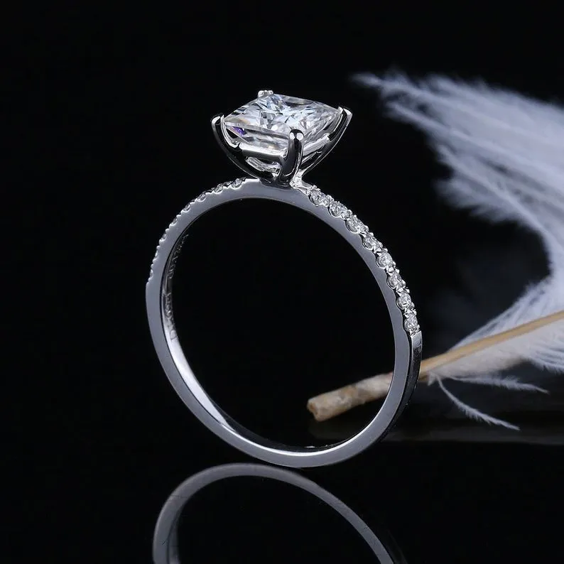 Princess cut Moissanite engagement ring vintage Unique rose gold Marquise cut engagement ring for women wedding Bridal gift