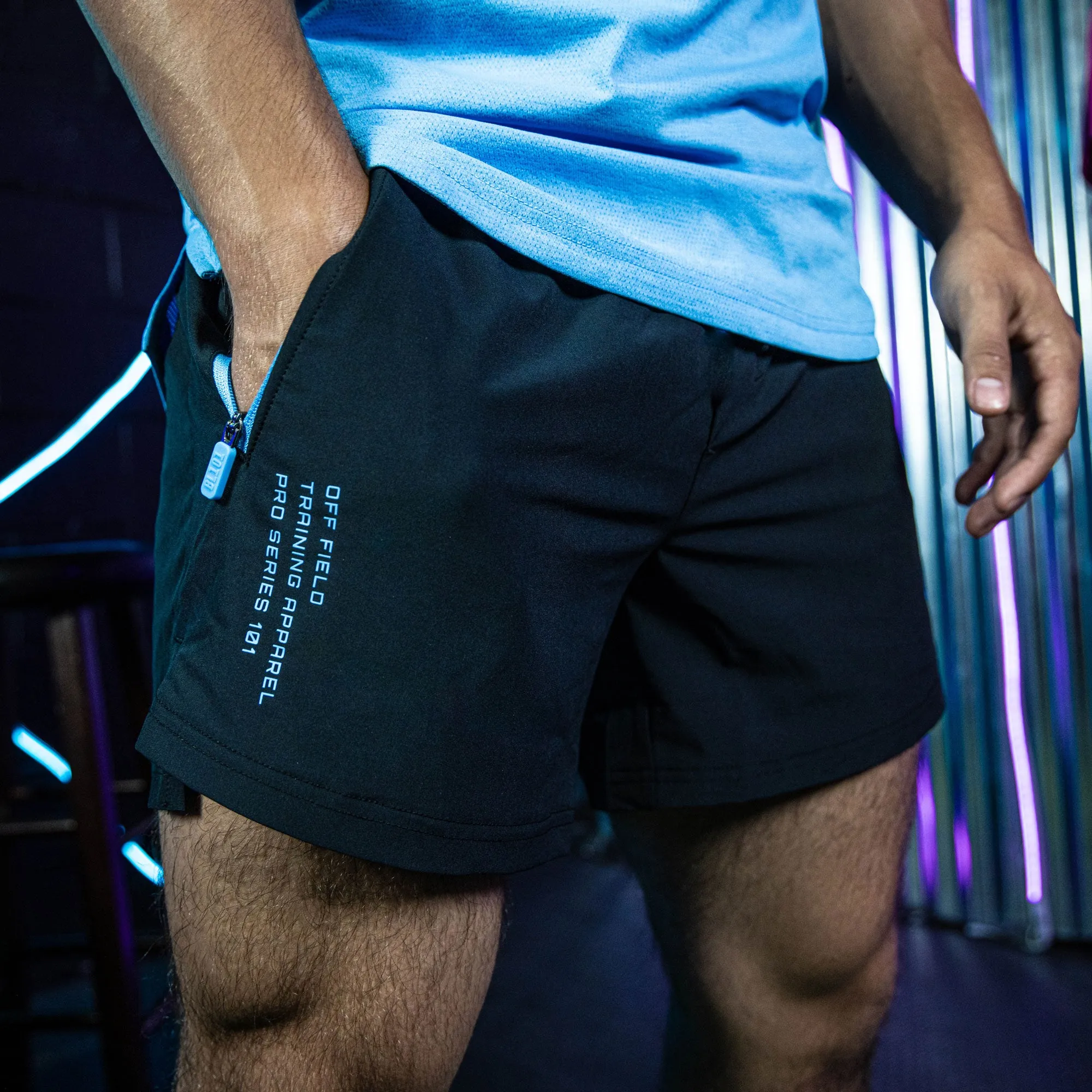 Pro Series Youth Shorts V2 - Black/Light Blue