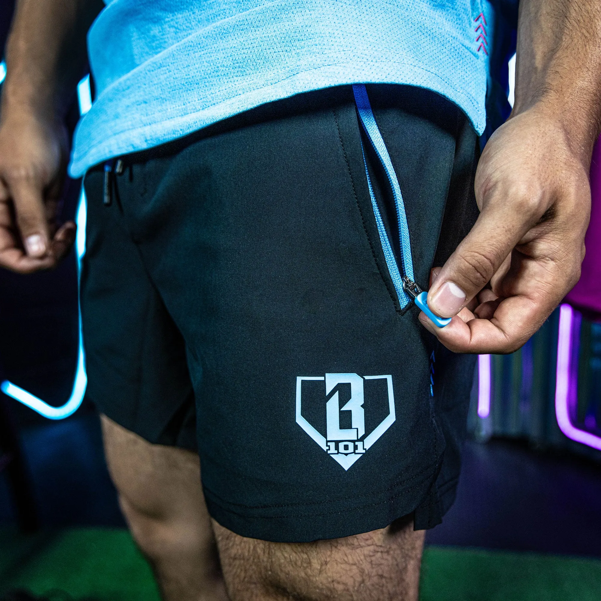 Pro Series Youth Shorts V2 - Black/Light Blue