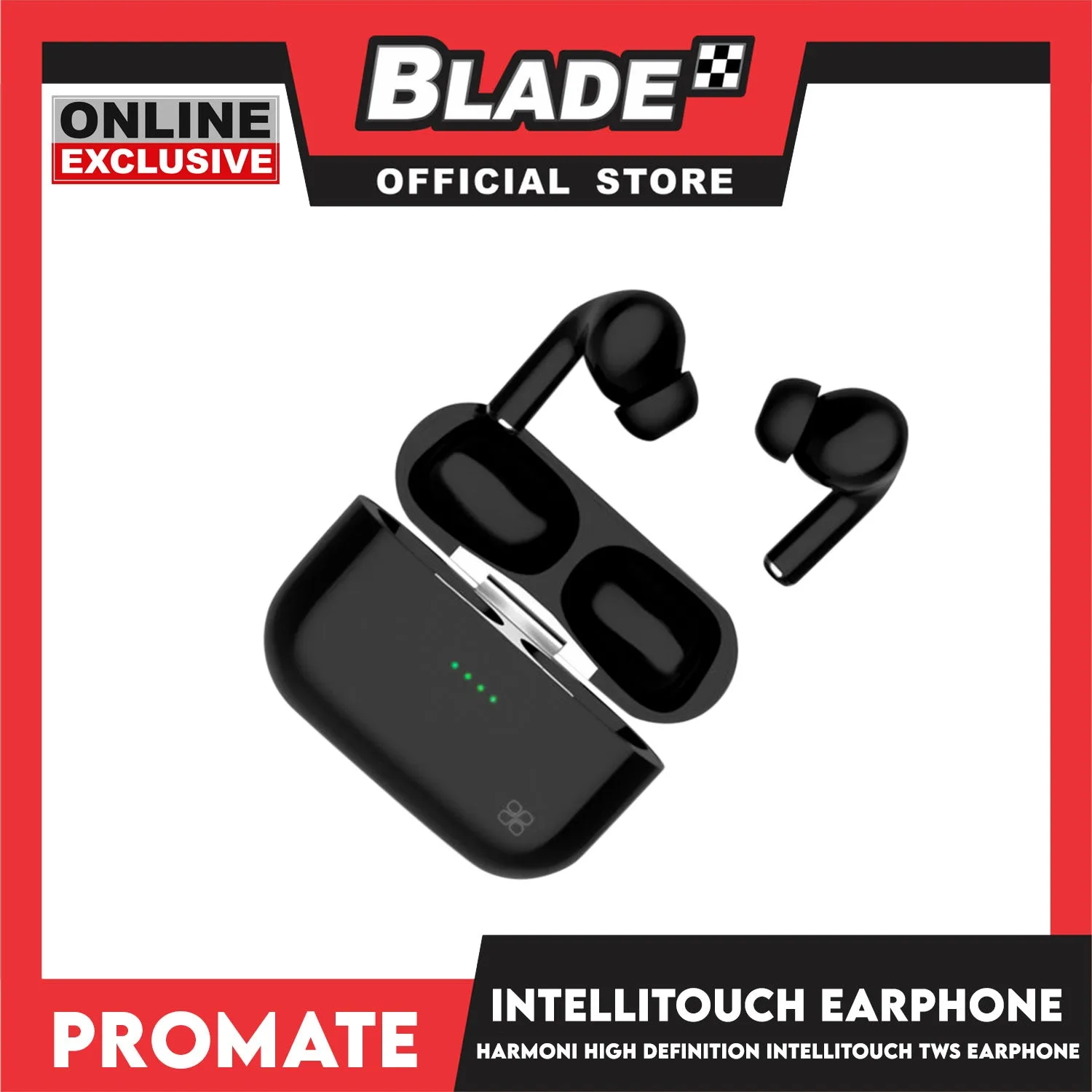 Promate Wireless Earbuds, Harmoni Sleek Bluetooth v5.0 TWS Earphones with 240mAh Charging Case (Black) Innovation And Excellence