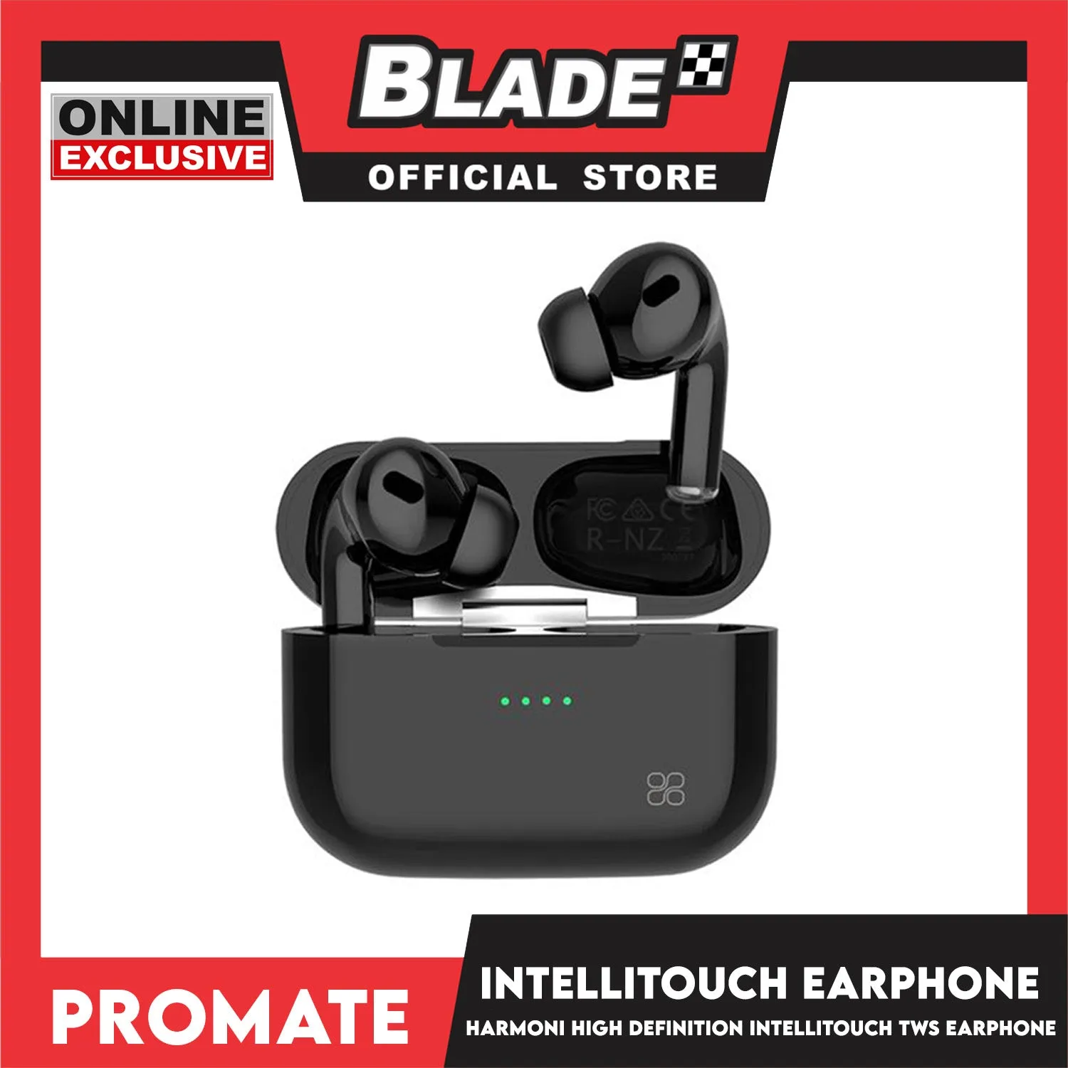 Promate Wireless Earbuds, Harmoni Sleek Bluetooth v5.0 TWS Earphones with 240mAh Charging Case (Black) Innovation And Excellence