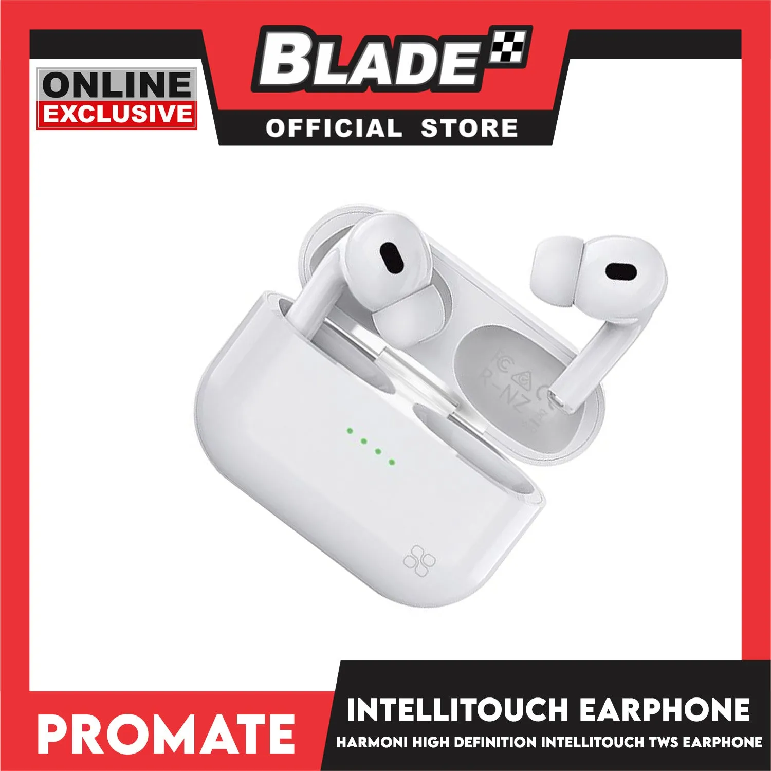 Promate Wireless Earbuds, Harmoni Sleek Bluetooth v5.0 TWS Earphones with 240mAh Charging Case (White) Innovation And Excellence