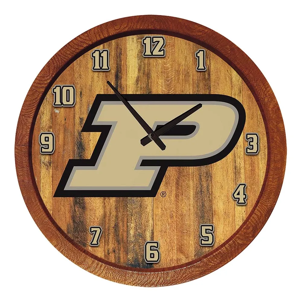 Purdue Boilermakers: "Faux" Barrel Top Wall Clock