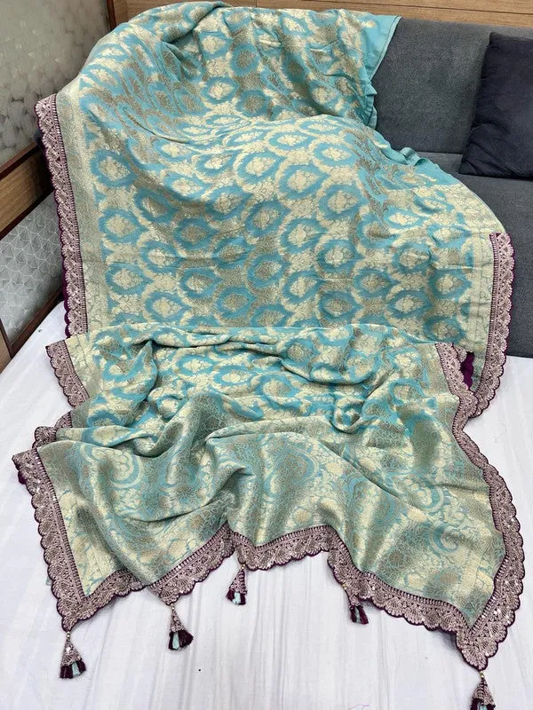 Pure Khaddi Georgette Saree with Sabyasachi Border