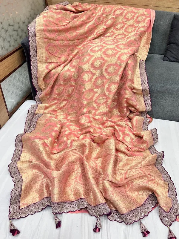 Pure Khaddi Georgette Saree with Sabyasachi Border