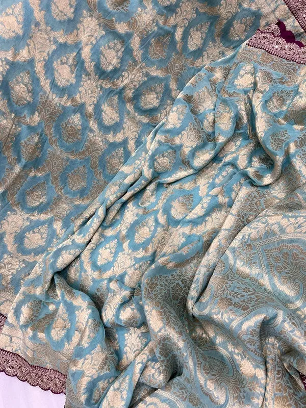 Pure Khaddi Georgette Saree with Sabyasachi Border