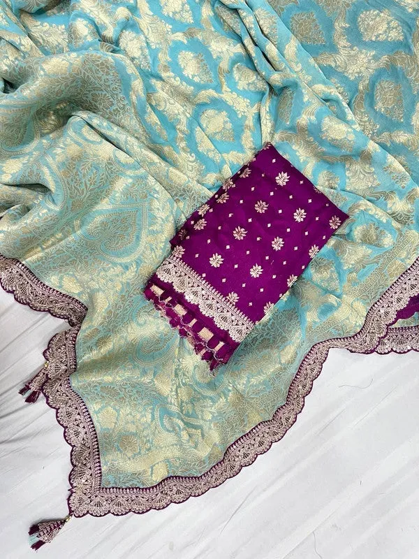 Pure Khaddi Georgette Saree with Sabyasachi Border