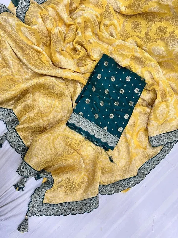 Pure Khaddi Georgette Saree with Sabyasachi Border