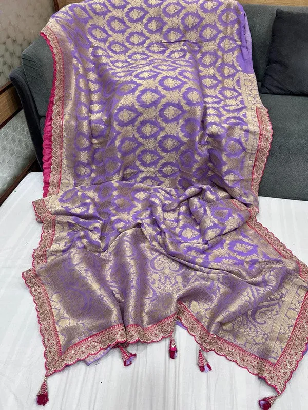 Pure Khaddi Georgette Saree with Sabyasachi Border