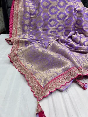 Pure Khaddi Georgette Saree with Sabyasachi Border