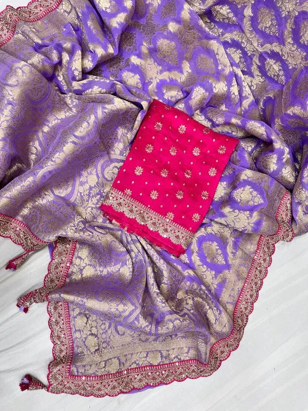 Pure Khaddi Georgette Saree with Sabyasachi Border