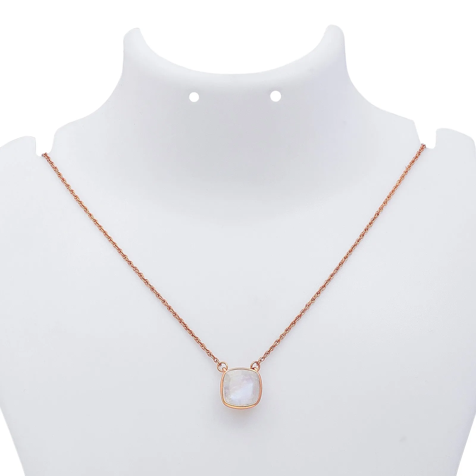 Pure Silver Necklace - Rosy White Quartz Pendant Necklace
