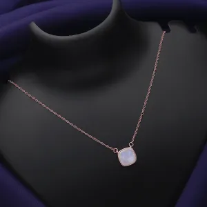 Pure Silver Necklace - Rosy White Quartz Pendant Necklace